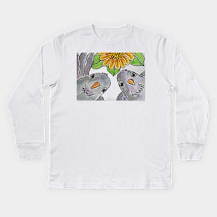 Funny peeping pigeons Kids Long Sleeve T-Shirt